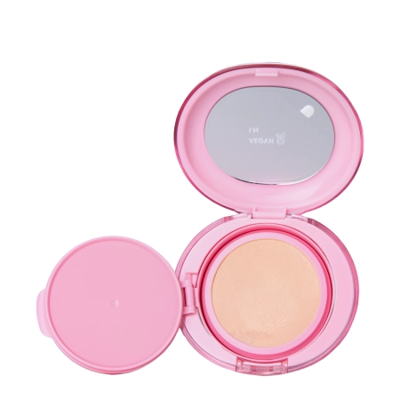 Amuse - Dew Power Vegan Cushion - Veganiškas Makiažo Pagrindas su Švytinčiu Efektu Pagalvėlėje - 02 Healthy - 15g