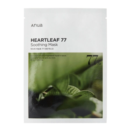 Anua - Heartleaf 77% Soothing Sheet Mask – Drėkinamoji ir Raminamoji Kaukė su 77 % Stimburės Ekstraktu – 1 vnt. / 25 ml 