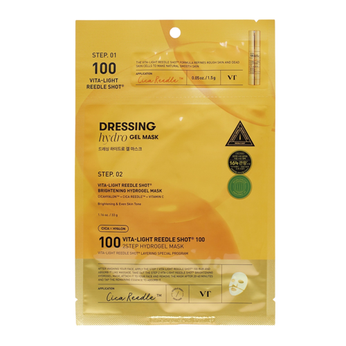 VT Cosmetics - Vita-Light Reedle Shoot Brightening Hydrogel Mask – Šviesinamoji Hidrogelio Veido Kaukė – 1,5 g + 33 g