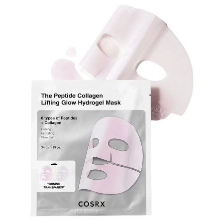 COSRX - Peptide Collagen Glow Hydrogel Mask - Hidrogelinė Kaukė su Peptidais ir Kolagenu - 34g