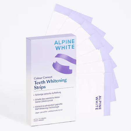 Alpine White - Colour Correct Whitening Strips - Balinamosios Juostelės su Spalvos Korektoriumi - 14vnt