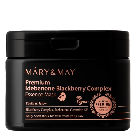 Mary&May - Premium Idebenon Blackberry Complex Essence Mask - Lakštinių kaukių Rinkinys Veidui - 20vnt.