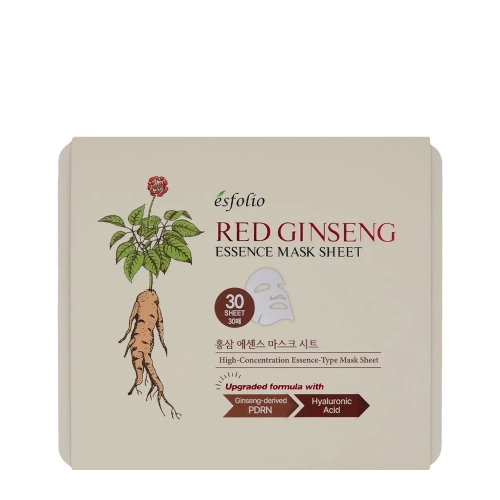 Esfolio - Pure Skin Red Ginseng Essence Mask Sheet - Lakštinių Kaukų Rinkinys - 400ml/30vnt