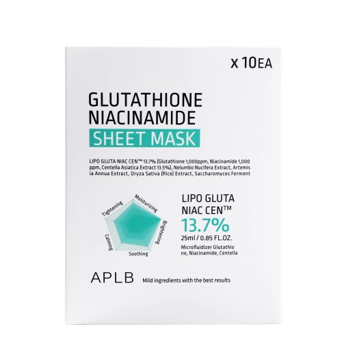 APLB - Glutathione Niacinamide Sheet Mask Set - Skaistinančių Veido Kaukių Rinkinys - 10x25ml