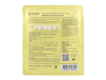 Petitfee - Gold Hydrogel Mask Pack - Hidrogelinė Kaukė su Auksu ir Ženšenio Ekstraktu - 32g