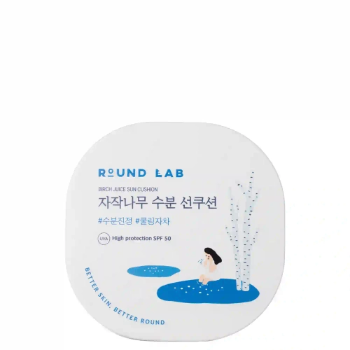 Round Lab - Birch Juice Moisturizing Sun Cushion SPF50 - Drėkinamasis Apsauginis Kremas nuo Saulės su Beržų Sultimis - 15g
