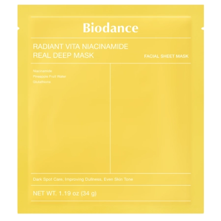 Biodance - Radiant Vita Niacinamide Real Deep Mask – Skaistinamoji Veido Kaukė – 1 vnt., 34 g