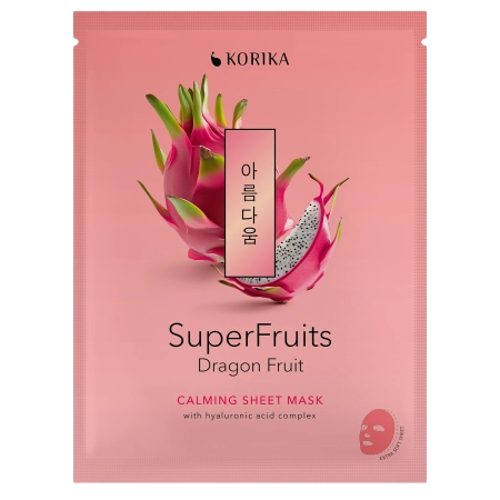 KORIKA - Superfruits Calming Sheet Mask Dragon Fruit - Raminamoji Lakštinė Kaukė Veidui - 1vnt/25g