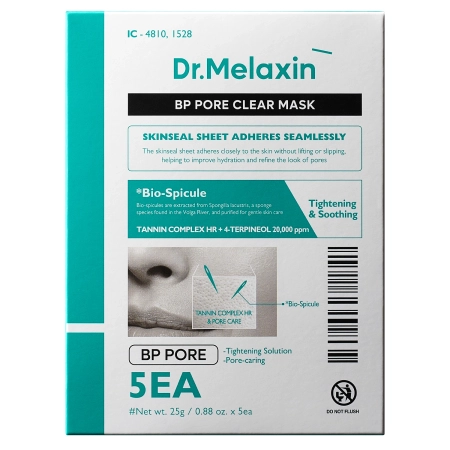 Dr.Melaxin - BP Pore Clear Mask Pack - Valančių Lakštinių Veido Kaukų Rinkinys - 5x25g