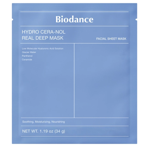 Biodance - Hydro Cera-nol Real Deep Mask – Drėkinamoji Kolageno Veido Kaukė – 1 vnt., 34 g