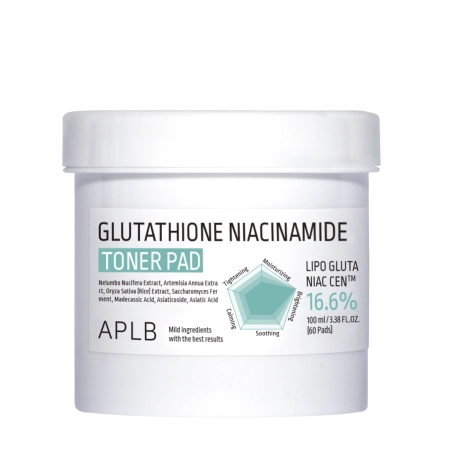 APLB - Glutathione Niacinamide Toner Pad - Šviesinančios Veido Pagalvėlės - 60vnt/100ml