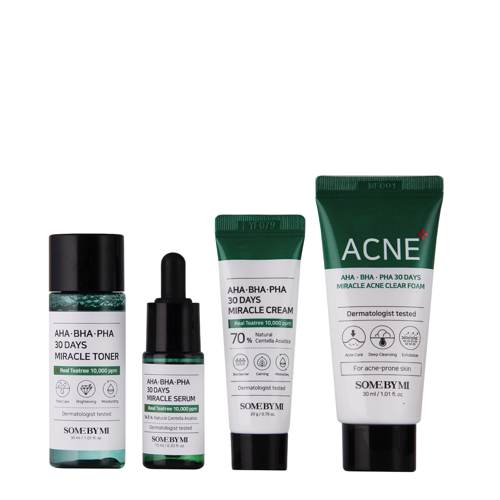 Some By Mi - AHA BHA PHA 30 Days Miracle AC SOS Kit - Kosmetikos rinkinys spuoguotai odai