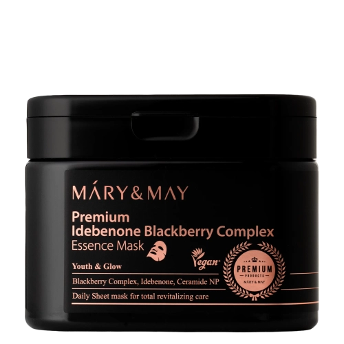 Mary&May - Premium Idebenon Blackberry Complex Essence Mask - Lakštinių kaukių Rinkinys Veidui - 20vnt.