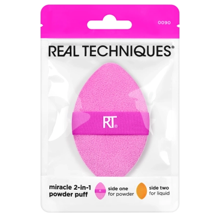 Real Techniques - Miracle Powder Puff - Dvipusė Kempinė Makiažo Pagrindui ir Pudrai - 1vnt.