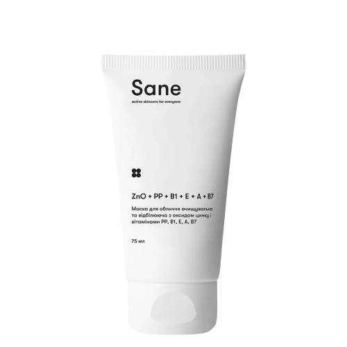 Sane - Cleansing And Whitening Mask - Valomoji ir Šviesinamoji Kaukė su Cinko Oksidu ir Vitaminais - 75ml