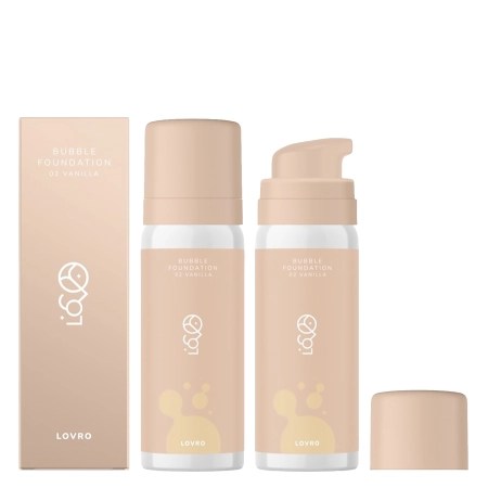 LOVRO - Bubble Foundation - Makiažo Pagrindas su Lengva Švytėjimo Suteikiančia Formule - 02 Vanilla - 50ml