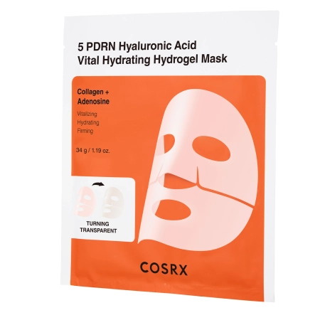 COSRX - 5 PDRN Hyaluronic Acid Vital Hydrating Hydrogel Mask - Drėkinančių Hidrogelinių Kaukų Rinkinys - 34gx3vnt