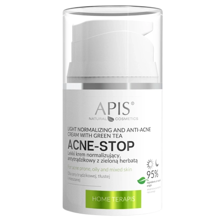 Apis - Home Terapis - Acne-Stop - Light Normalizing and Anti-Acne Cream with Green Tea - Lengvas Normalizuojantis ir Antispuoginis Kremas su Žaliąja Arbata - 50ml