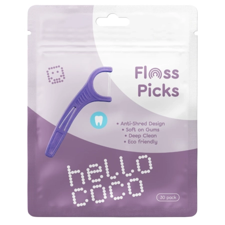 hello coco - Floss Picks - Dantų Krapštukai su Dantų Siūlu - 30vnt.