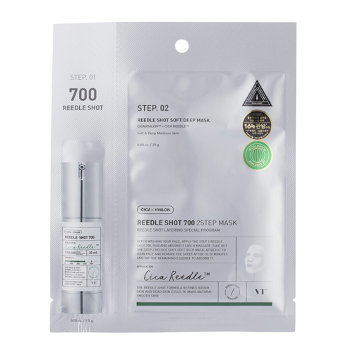 VT Cosmetics - Reedle Shot 700 2Step Mask – Stangrinamoji Lakštinė Veido Kaukė – 1,5 g + 25 g