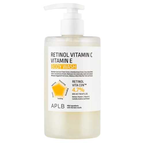 APLB - Retinol Vitamin C Vitamin E Body Wash - Glotninamasis ir Stangrinamasis Dušo Gelis su Retinoliu ir Vitaminu C bei E - 300ml