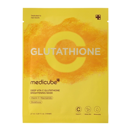 Medicube - Deep Vita C Glutathione Mask - Šviesinamoji Lakštinė Kaukė Veidui - 1vnt/27ml