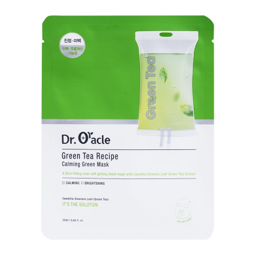 Dr.Oracle - GreenTea Recipe Calming Green Mask - Raminamoji Lakštinė Kaukė su Žaliosios Arbatos Ekstraktu - 1vnt/25ml