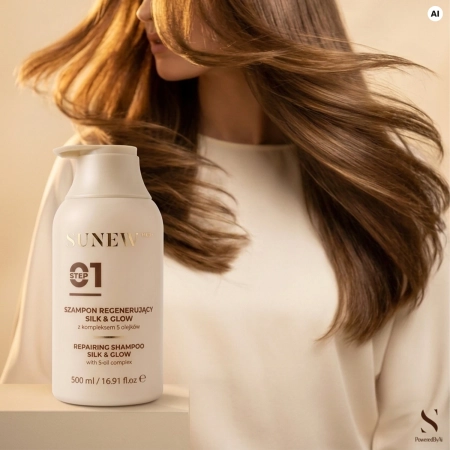 SunewMed+ - Silk&Glow Repairing Shampoo - Regeneruojamasis Šampūnas su 5 Aliejų Kompleksu - 500ml
