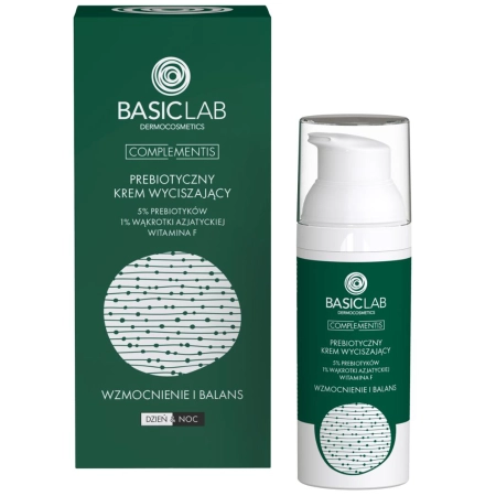 BasicLab - Stiprinimas ir Balansas - Prebiotinis Raminamasis Kremas su 5 % Prebiotikų, 1 % Azijinės Centelės ir Vitaminu F - 50 ml