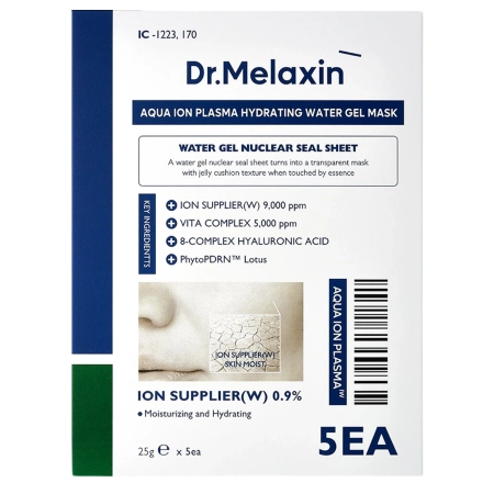 Dr.Melaxin - Aqua Ion Plasma Hydrating Water Gel Mask - Drėkinamoji Veido Gelio Kaukė - 5x25g