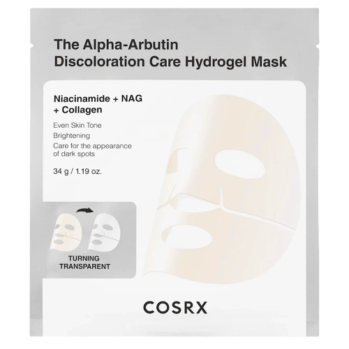 COSRX - Arbutin Discoloration Hydrogel Mask - Hidrogelinė Šviesinamoji Kaukė su Alfa-Arbutinu - 34g