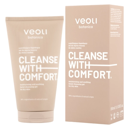 Veoli Botanica - CLEANSE WITH COMFORT - Drėkinantis ir Raminantis Veido Prausimosi Gelis Sausai Odai - 150ml