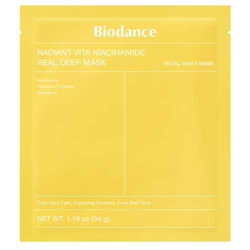 Biodance - Radiant Vita Niacinamide Real Deep Mask – Skaistinamoji Veido Kaukė – 1 vnt., 34 g
