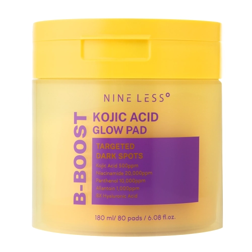 Nine Less - B-Boost Kojic Acid Glow Toner Pad - Veido Vatos Diskeliai su Kojine Rūgštimi - 80vnt/180ml