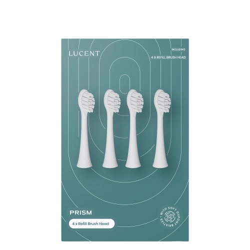 Lucent - Prism Toothbrush Heads - Keičiamos Dantų Šepetėlio Galvutės - White - 4vnt