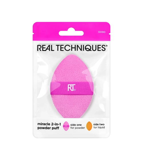Real Techniques - Miracle Powder Puff - Dvipusė Kempinė Makiažo Pagrindui ir Pudrai - 1vnt.