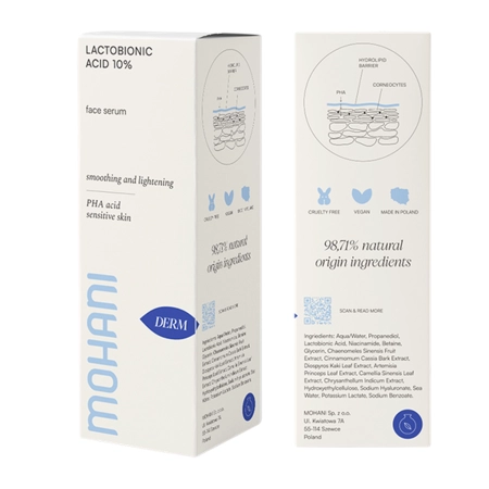Mohani – Šviesinamasis Serumas su 10 % Laktobiono Rūgštimi – 30 ml