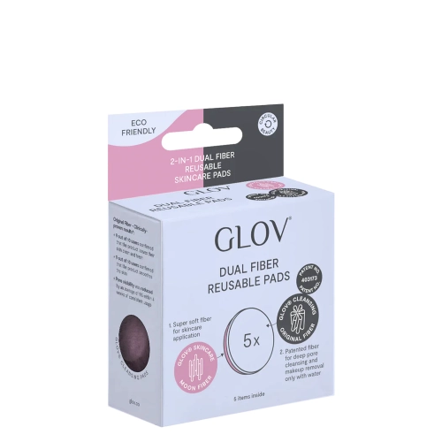 Glov - Dual Fiber Reusable Skincare Pads - Daugkartiniai Vatos Diskeliai Makiažo Valymui - Pink - 5vnt