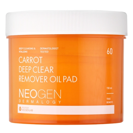 Neogen - Dermalogy Carrot Deep Clear Remover Oil Pad - Valomosios Veido Pagalvėlės - 60vnt/150ml