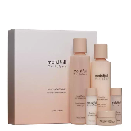 Etude House - Moistfull Collagen Skin Care Set - Odos Priežiūros Rinkinys su Kolagenu - 200ml+25ml+180ml+25ml+10ml