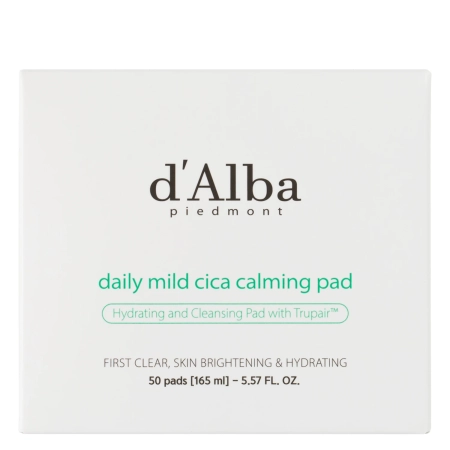 d’Alba - Daily Mild Cica Calming Pad - Raminantys Veido Padukai su Azijine Centele - 50vnt