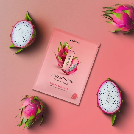KORIKA - Superfruits Calming Sheet Mask Dragon Fruit - Raminamoji Lakštinė Kaukė Veidui - 1vnt/25g