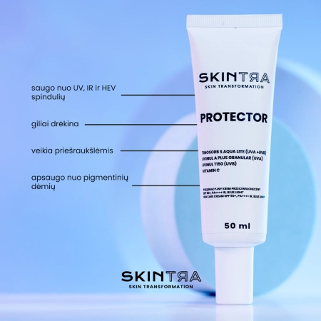 SkinTra - Protector - Apsauginis Priežiūrinis Kremas nuo Saulės SPF 50+/PA++++, IR, BLUE LIGHT - 50ml