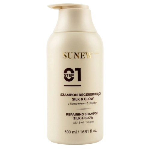 SunewMed+ - Silk&Glow Repairing Shampoo - Regeneruojamasis Šampūnas su 5 Aliejų Kompleksu - 500ml