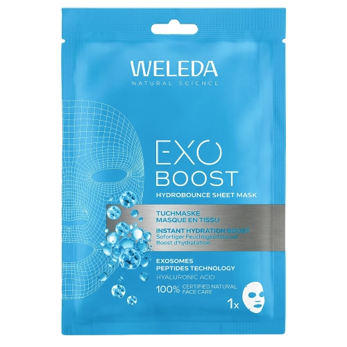 WELEDA - Exo Boost Hydrobounce Sheet Mask - Drėkinamoji Lakštinė Kaukė su Hialurono Rūgštimi - 1vnt/20ml