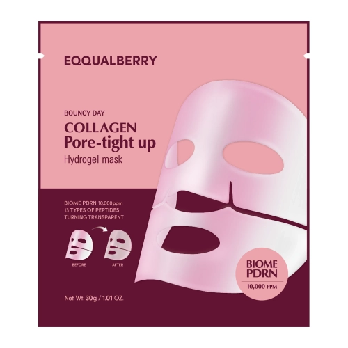 EQQUALBERRY - Collagen Pore Tight Up Hydrogel Mask - Kolageno Veido Kaukė Porų Siaurinimui - 30g