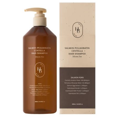 HEVEBLUE - Salmon PullKeratin Centella Hair Shampoo - Regeneruojantis Šampūnas Plaukams - 500ml