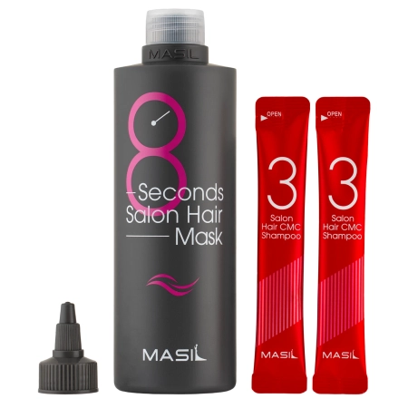 Masil - 8 Seconds Salon Hair Mask Set - Plaukų Priežiūros Rinkinys: Šampūnas ir Kaukė - 350ml