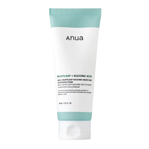Anua - Heartleaf Succinic Moisture Cleansing Foam – Raminamosios Veido Valymo Putos – 150 ml