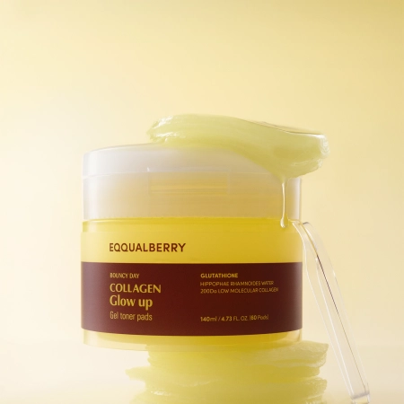 EQQUALBERRY - Collagen Glow Up Gel Toner Pad - Skaistinamosios Veido Pagalvėlės - 60vnt/140ml